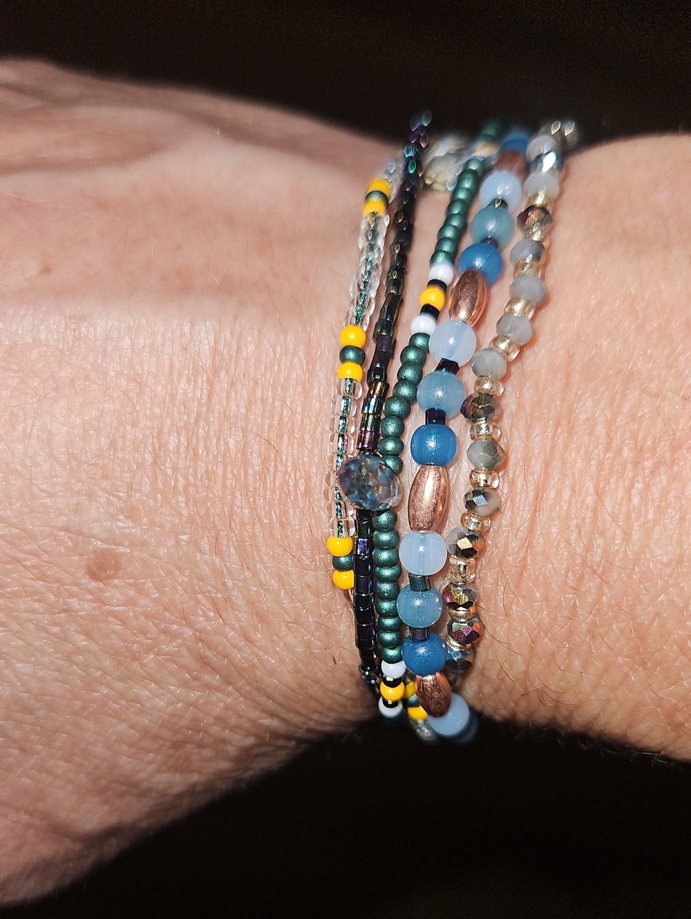 🌴Multicolor Beaded Wrap Bracelet - Blue & Teal Mix